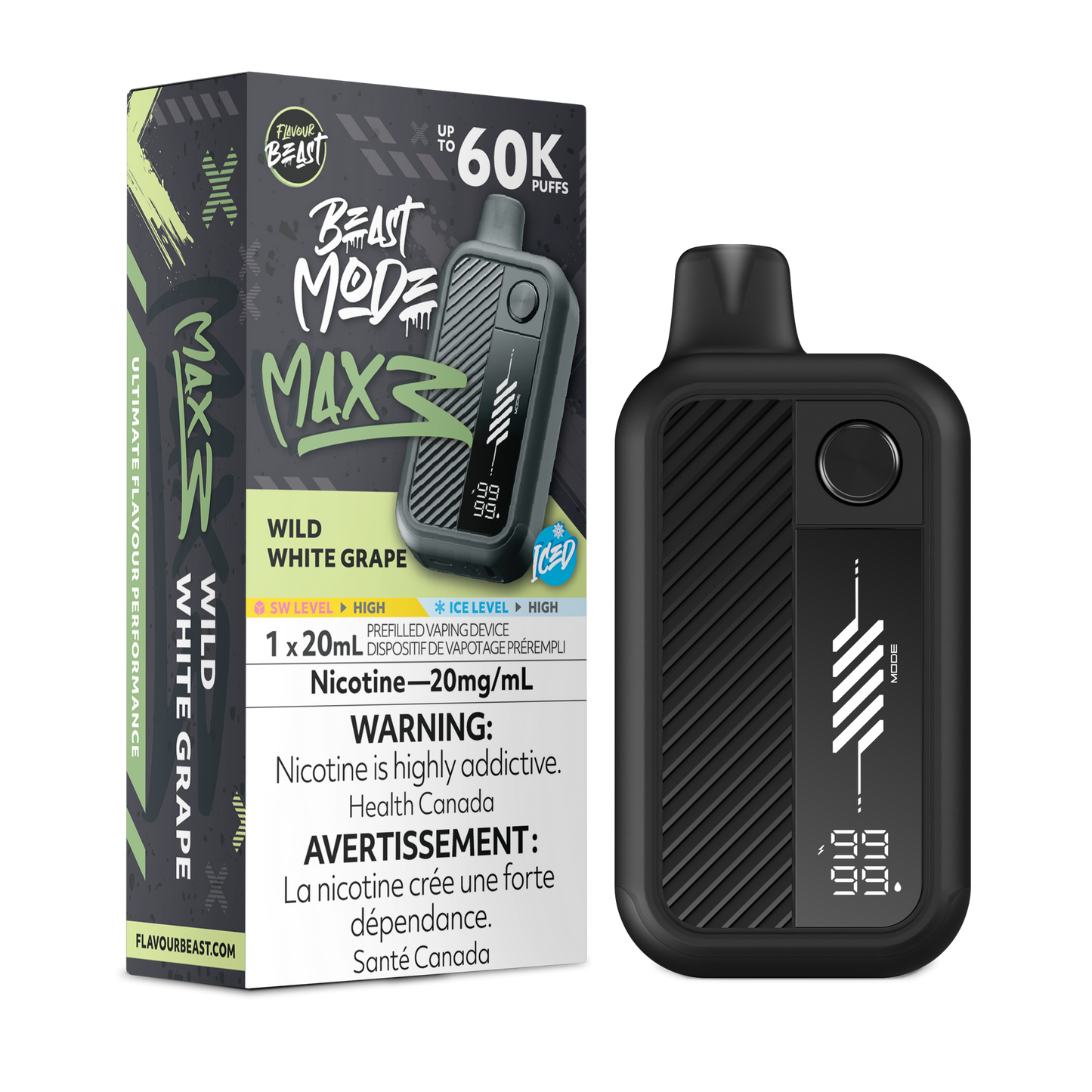 BEAST MODE MAX 3 60K WILD WHITE GRAPE ICED 20MG