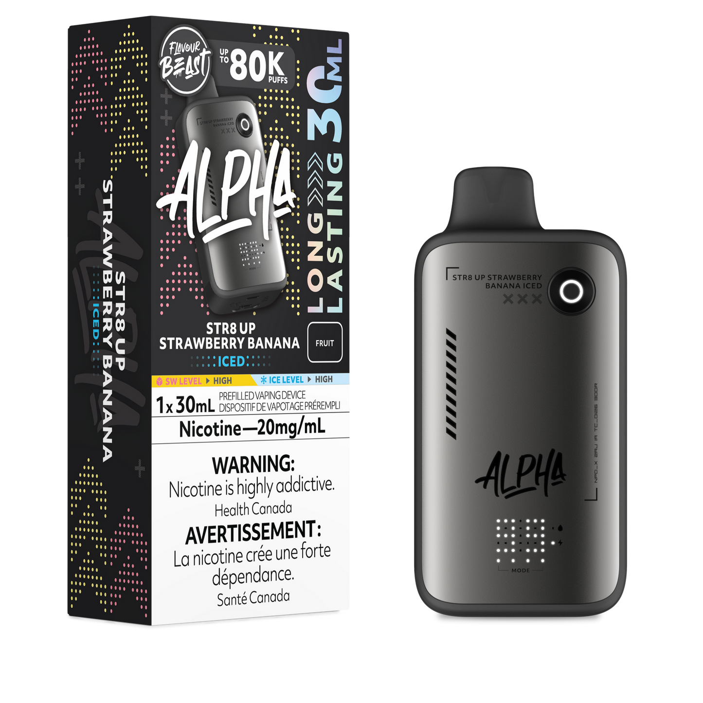 FLAVOUR BEAST ALPHA 80K STR8 UP STRAWBERRY BANANA ICED 20MG