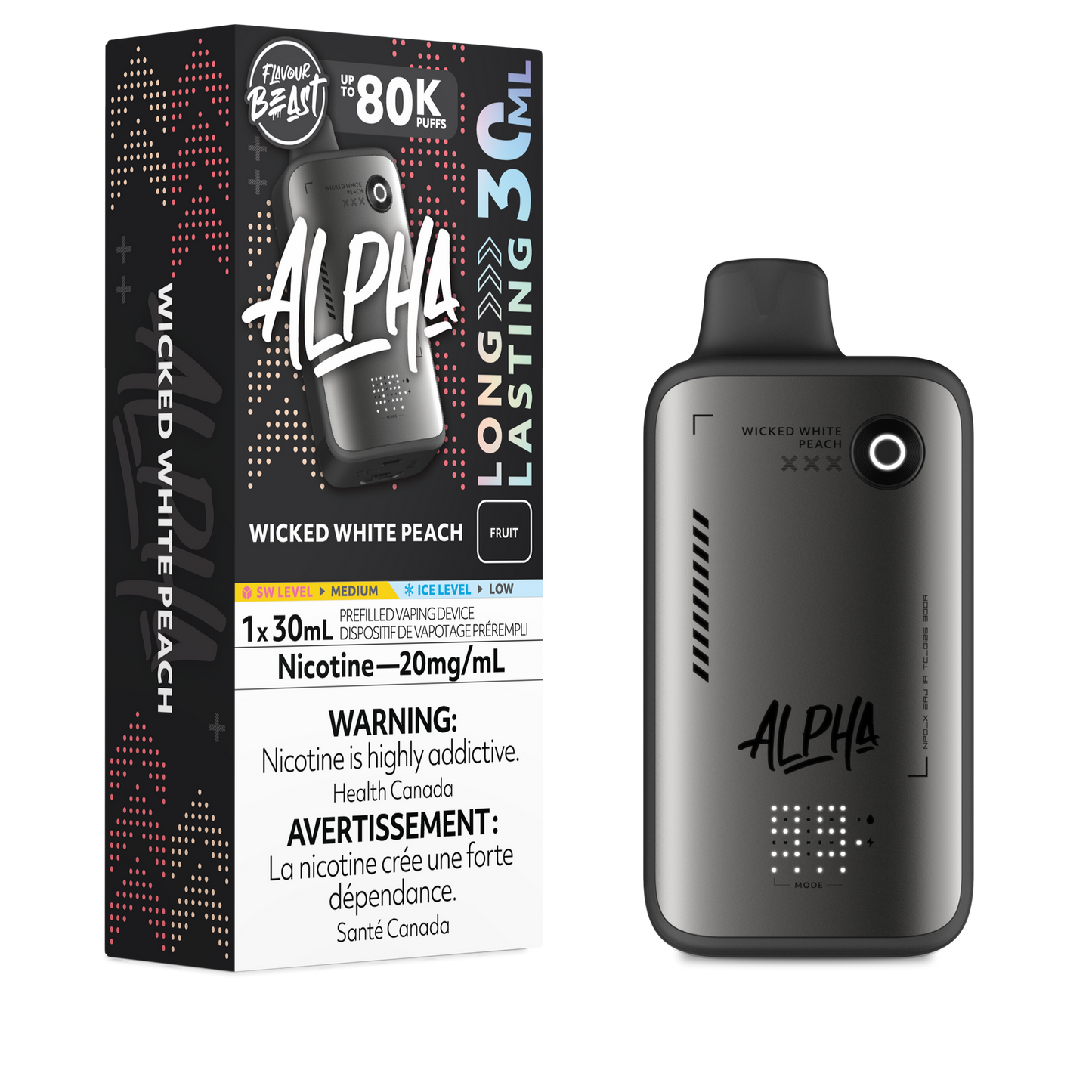FLAVOUR BEAST ALPHA 80K WICKED WHITE PEACH 20MG