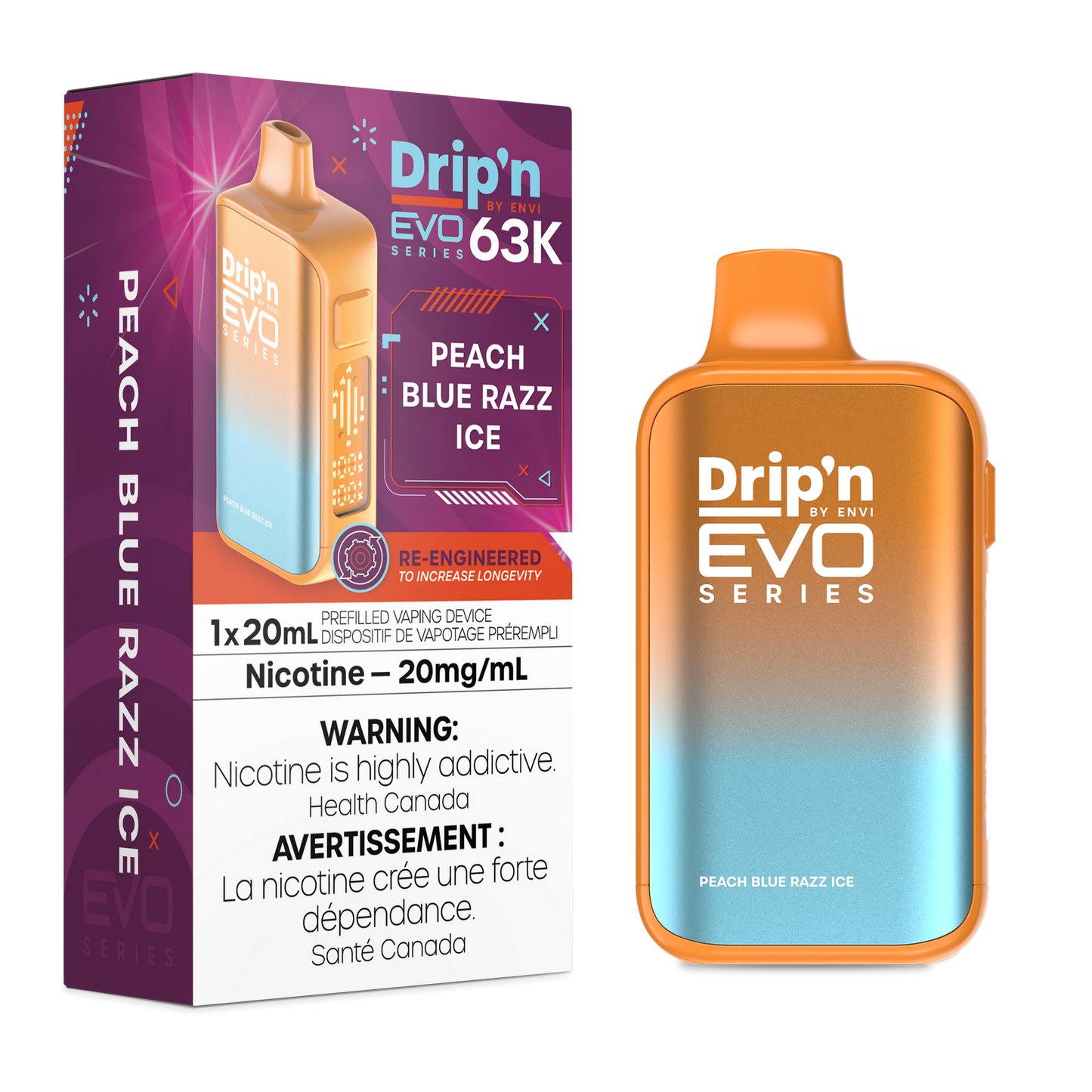DRIP'N EVO 63K PEACH BLUE RAZZ ICED 20MG
