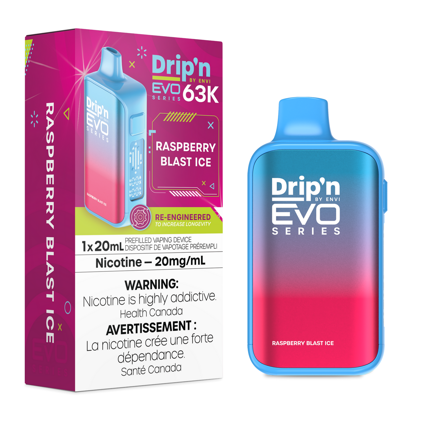 DRIP'N EVO 63K RASPBERRY BLAST ICE 20MG