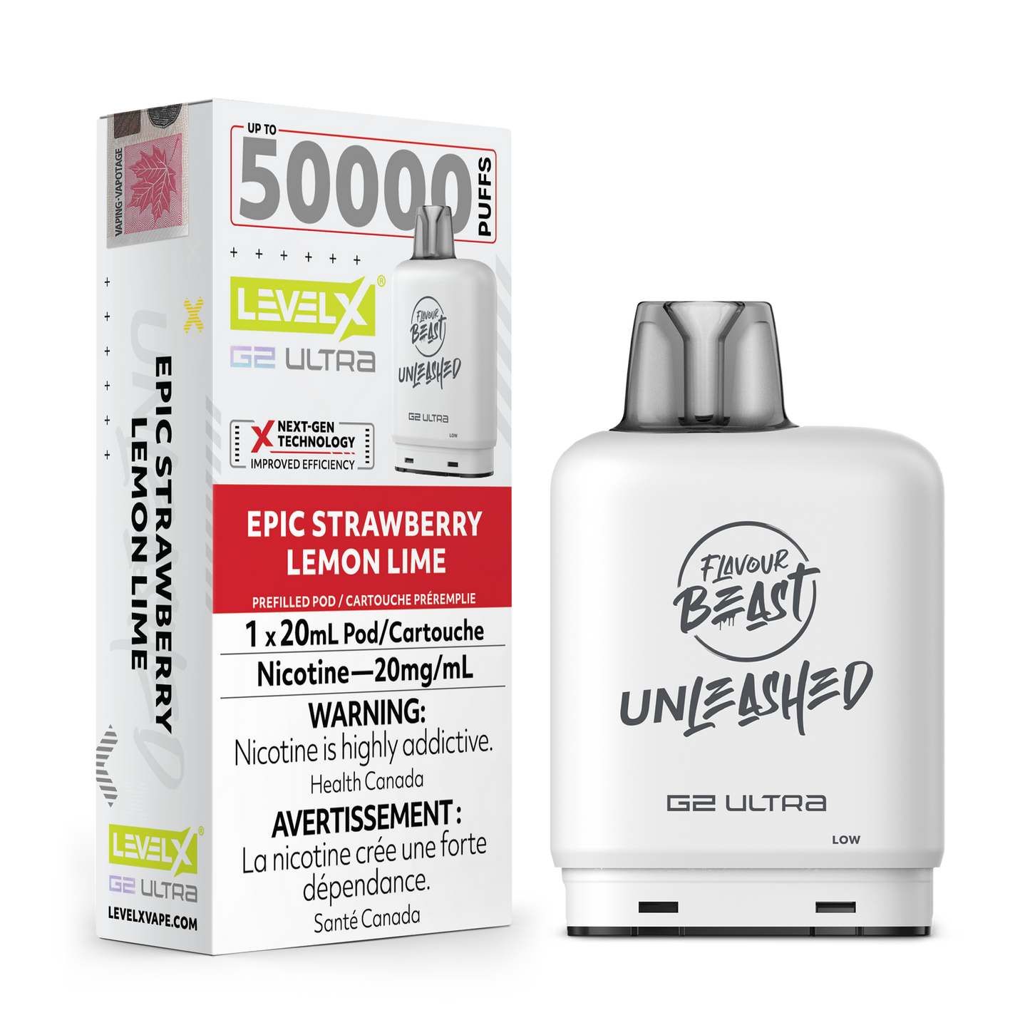 LEVEL X UNLEASHED G2 ULTRA 50K EPIC STRAWBERRY LEMON LIME 20MG