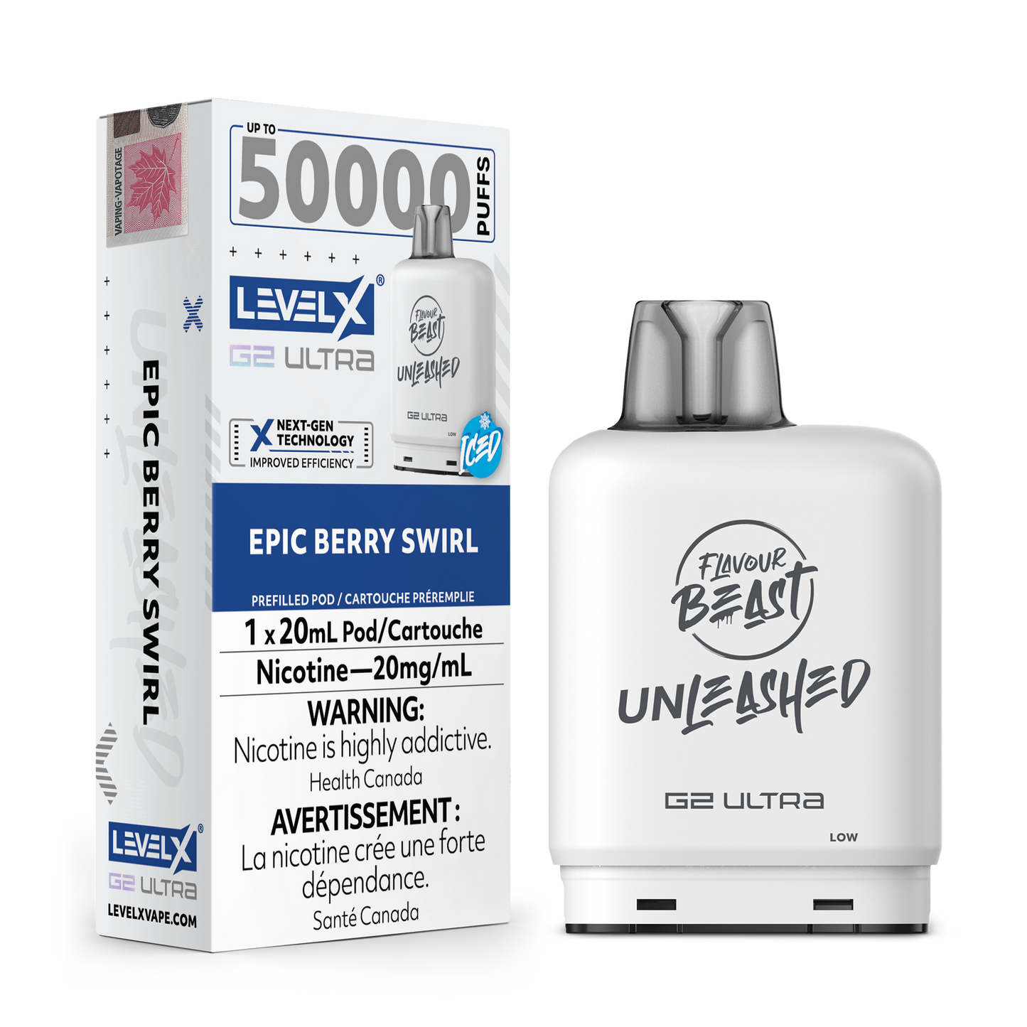 LEVEL X DRIP'N G2 ULTRA 50K EPIC BERRY SWIRL ICE 20MG