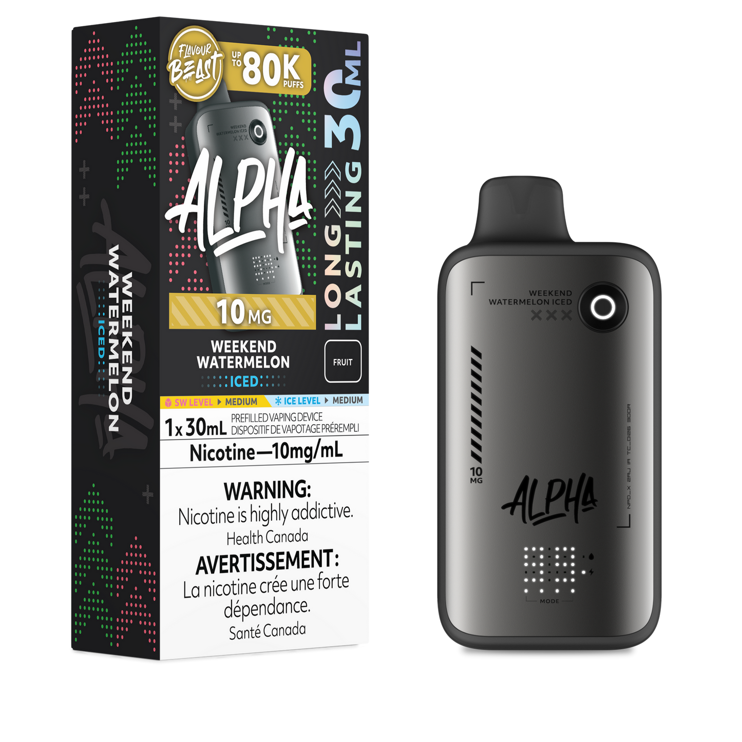 FLAVOUR BEAST ALPHA 80K WEEKEND WATERMELON ICED 10MG