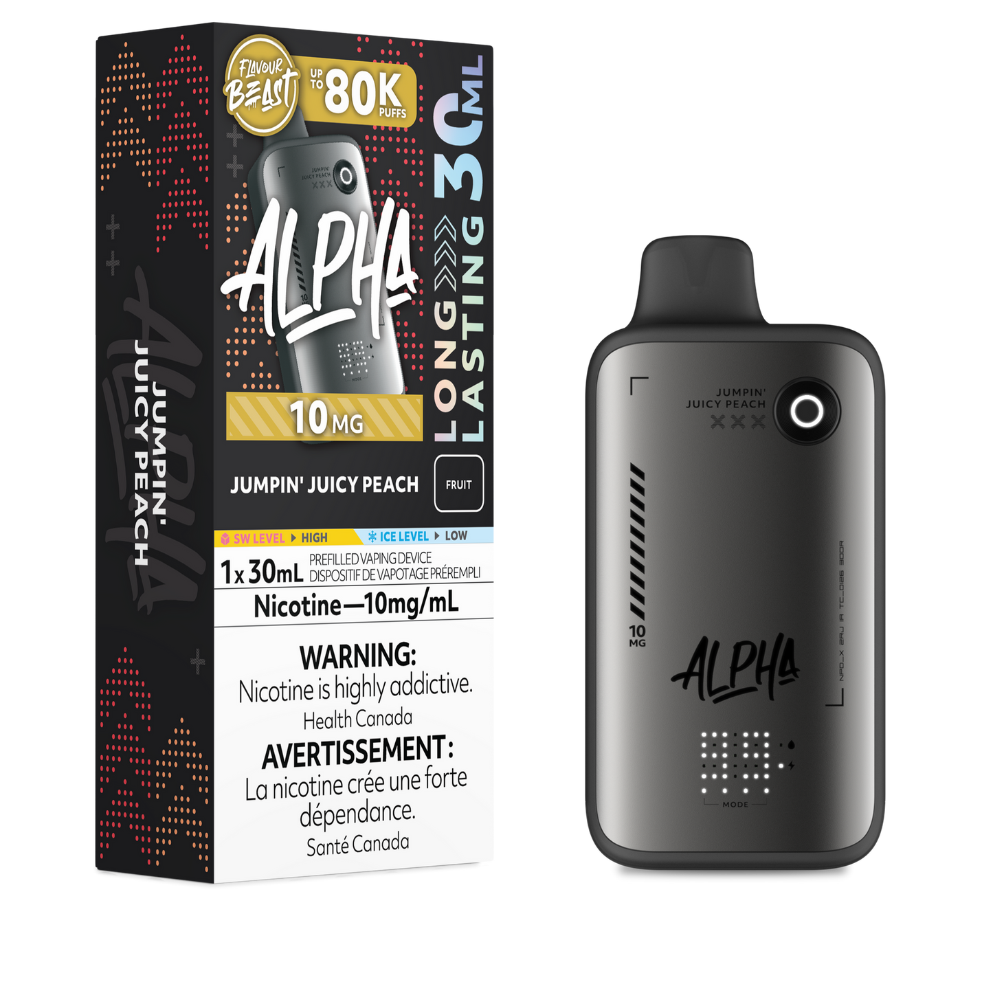 FLAVOUR BEAST ALPHA 80K JUMPIN' JUICY PEACH 10MG