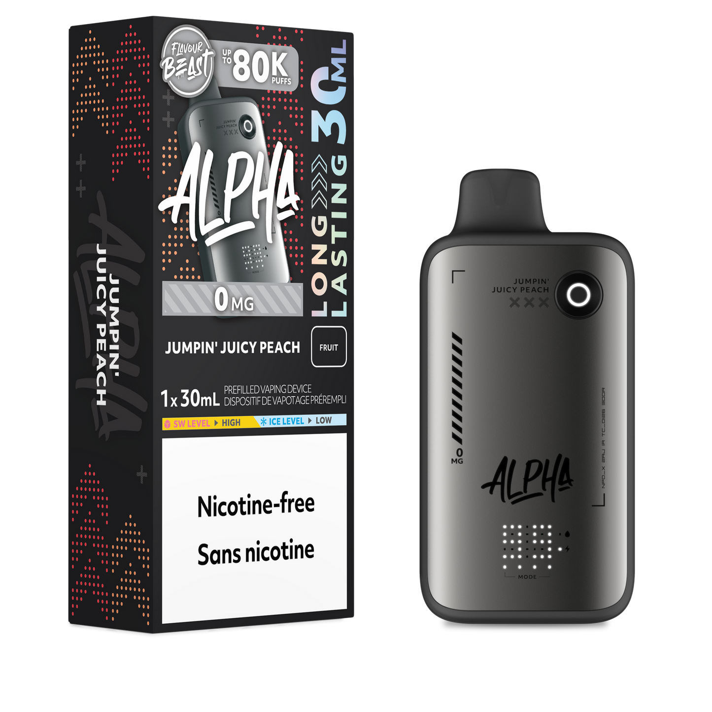 FLAVOUR BEAST ALPHA 80K JUMPIN' JUICY PEACH 0MG-NICOTINE FREE