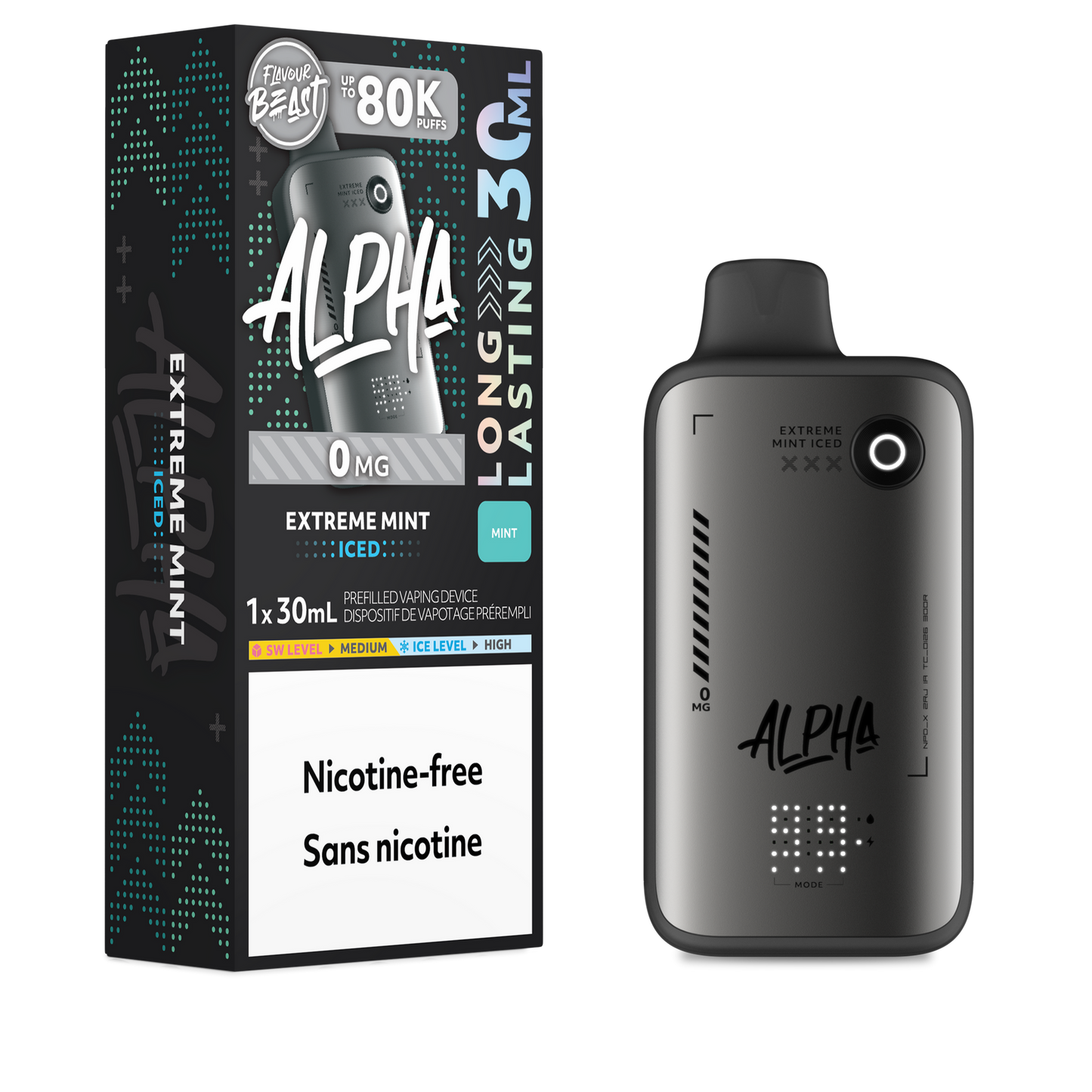 FLAVOUR BEAST ALPHA 80K EXTREME MINT ICED 0MG-NICOTINE FREE
