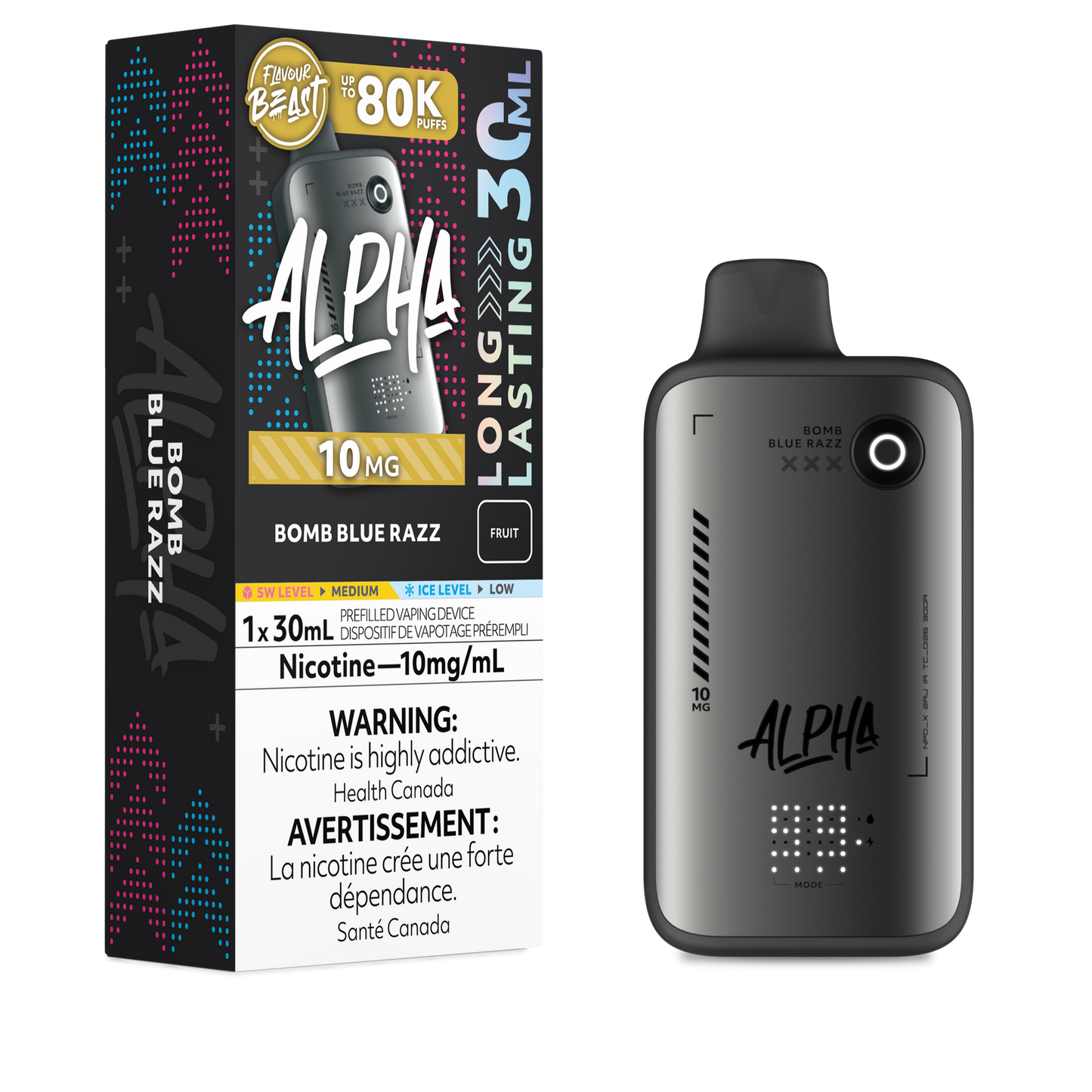 FLAVOUR BEAST ALPHA 80K BOMB BLUE RAZZ 0MG-NICOTINE FREE