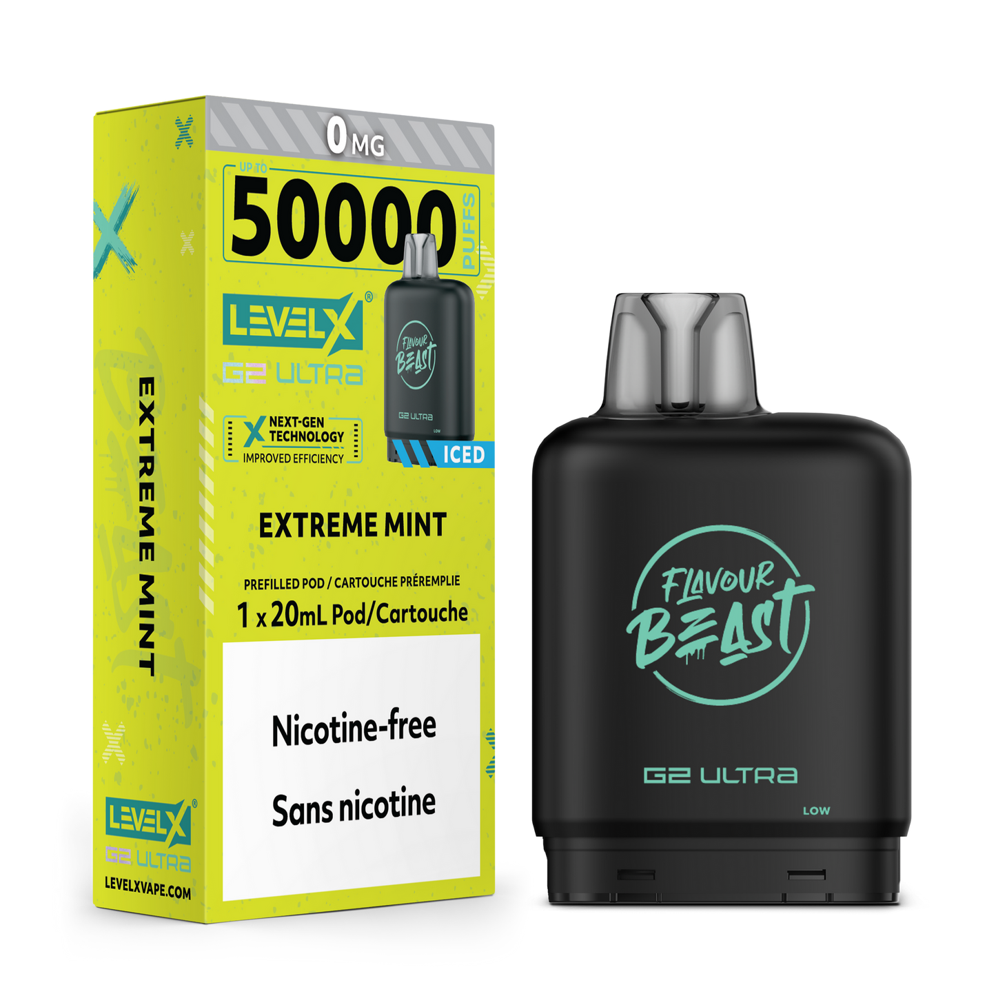LEVEL X G2 ULTRA 50K EXTREME MINT ICED 0MG-NICOTINE FREE