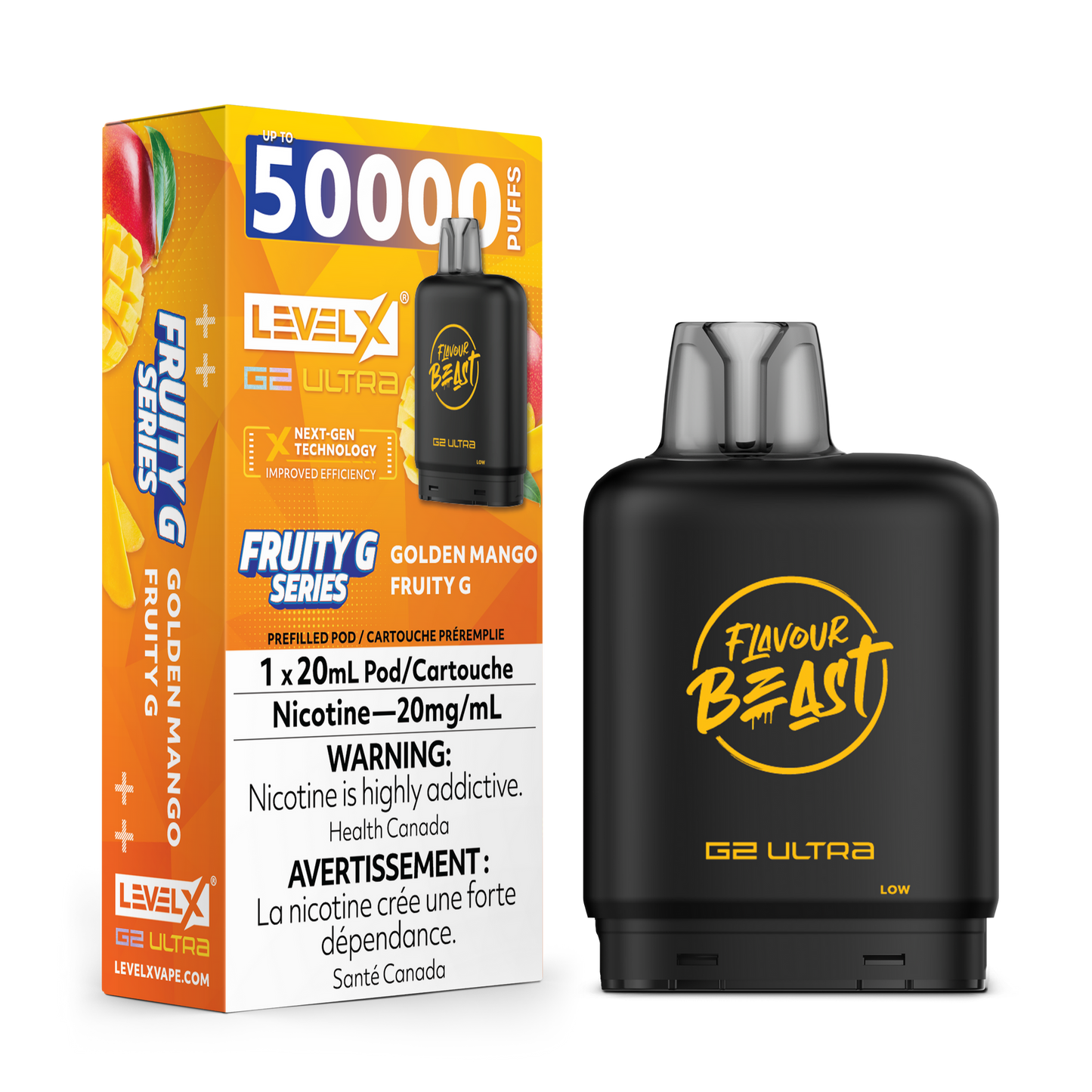 LEVEL X G2 ULTRA 50K GOLDEN MANGO FRUITY G 20MG