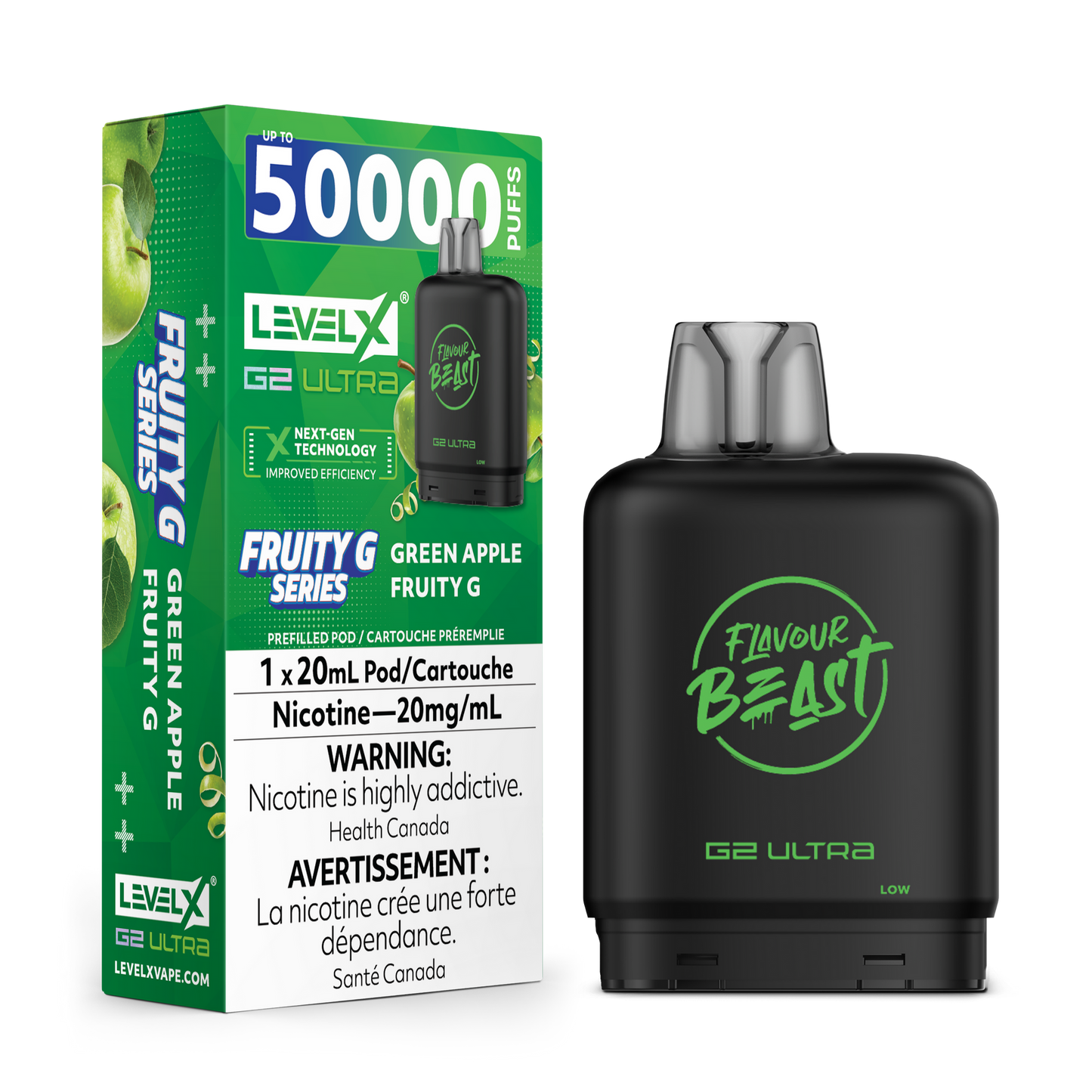 LEVEL X G2 ULTRA 50K GREEN APPLE FRUITY G 20MG