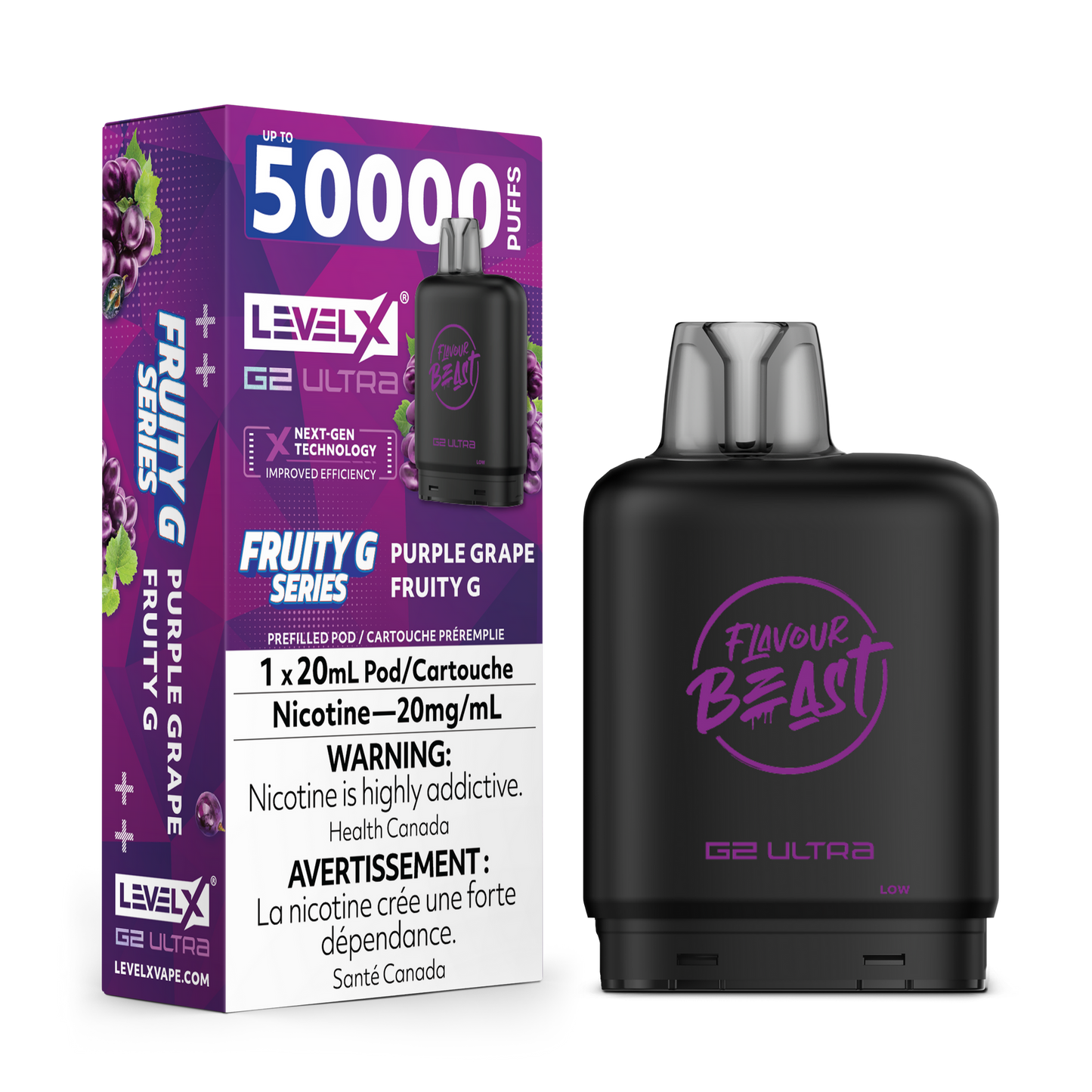LEVEL X DRIP'N G2 ULTRA 50K PURPLE GRAPE FRUITY G 20MG