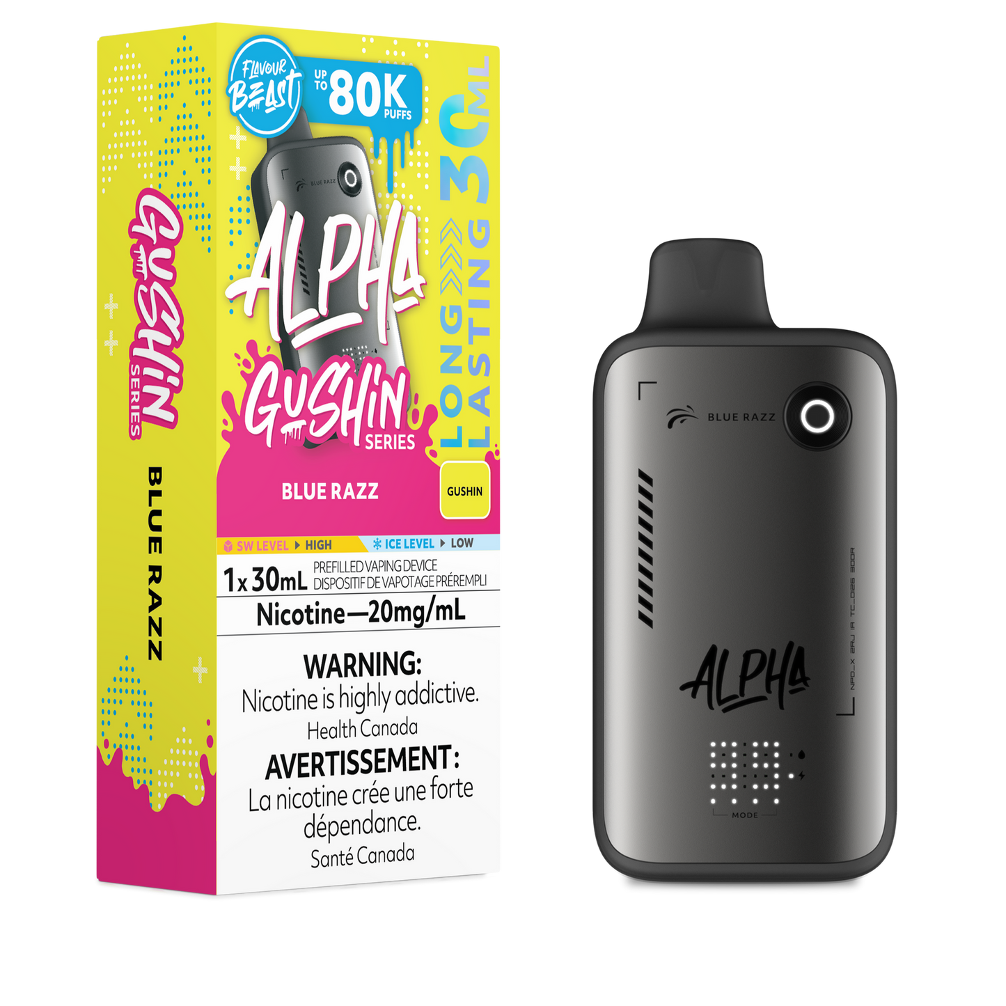 FLAVOUR BEAST ALPHA 80K GUSHIN’ BLUE RAZZ 20MG