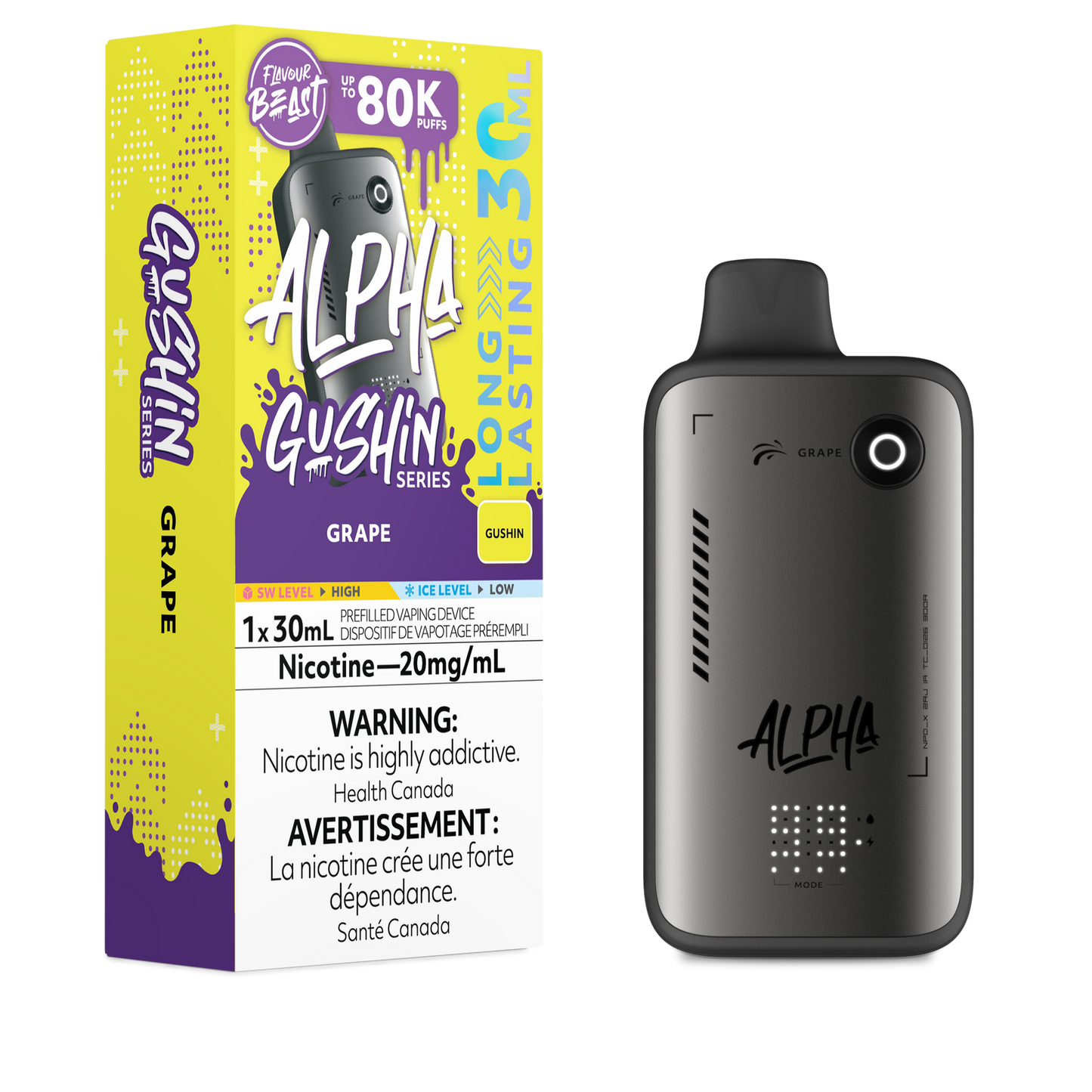 FLAVOUR BEAST ALPHA 80K GUSHIN’ GRAPE 20MG