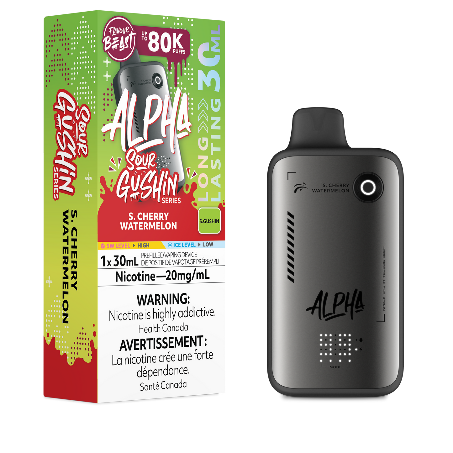 FLAVOUR BEAST ALPHA 80K SOUR GUSHIN’ S.CHERRY WATERMELON 20MG