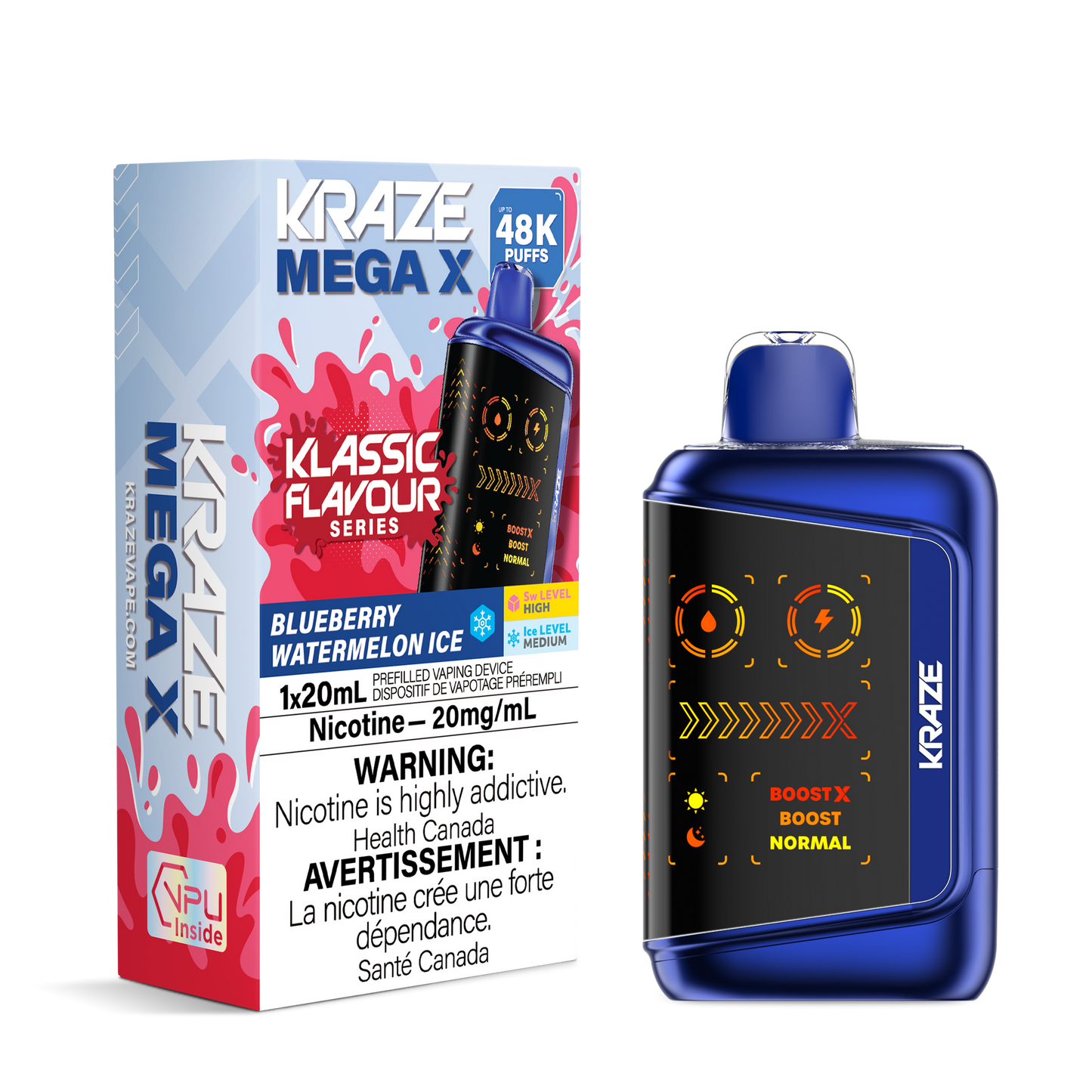 KRAZE MEGA X 48K BLUEBERRY WATERMELON ICE 20MG