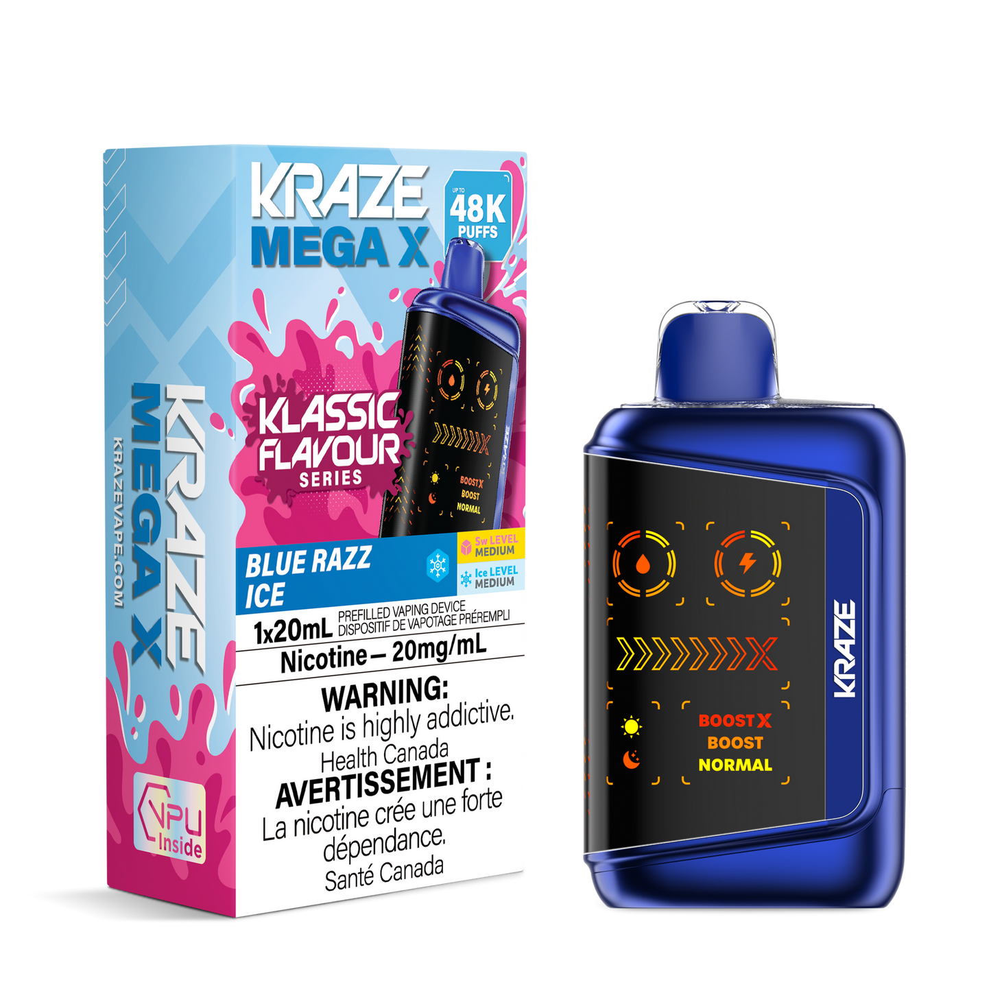 KRAZE MEGA X 48K BLUE RAZZ ICE 20MG