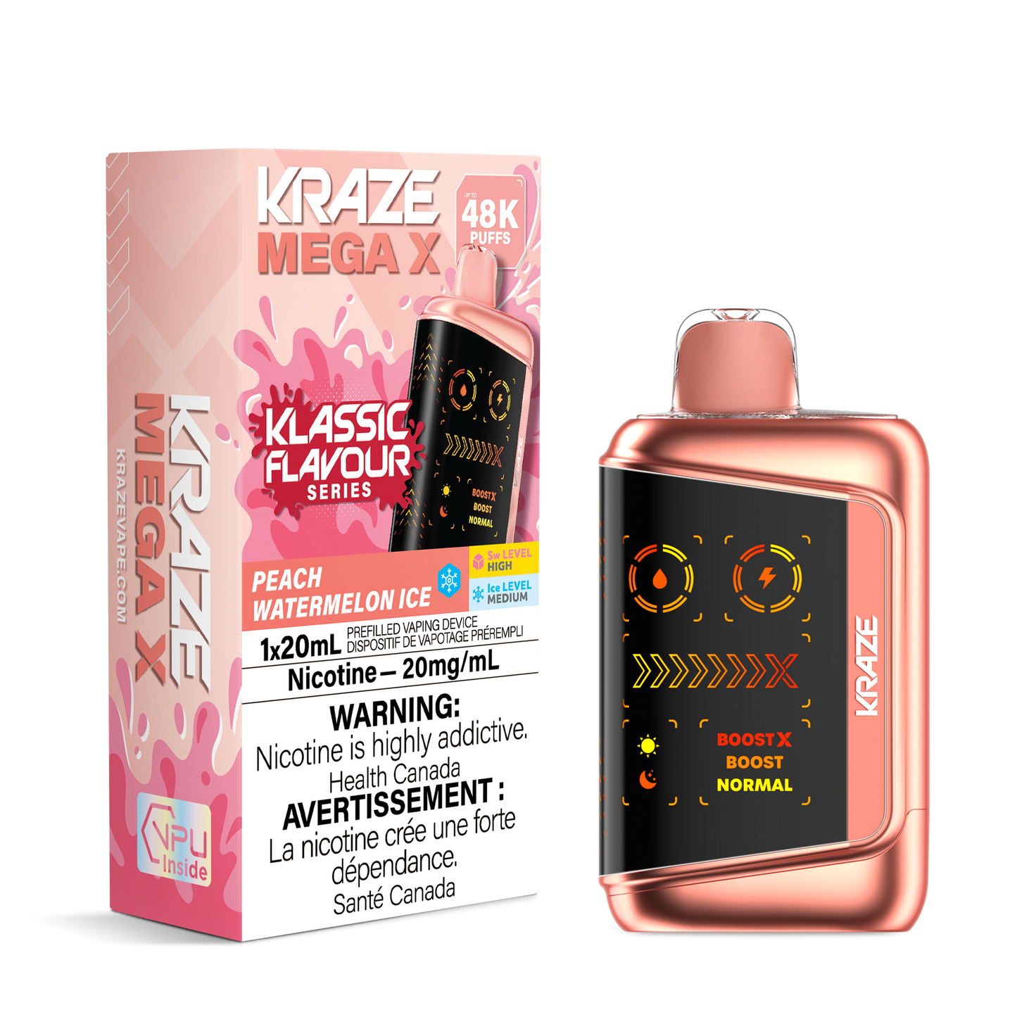 KRAZE MEGA X 48K PEACH WATERMELON ICE 20MG