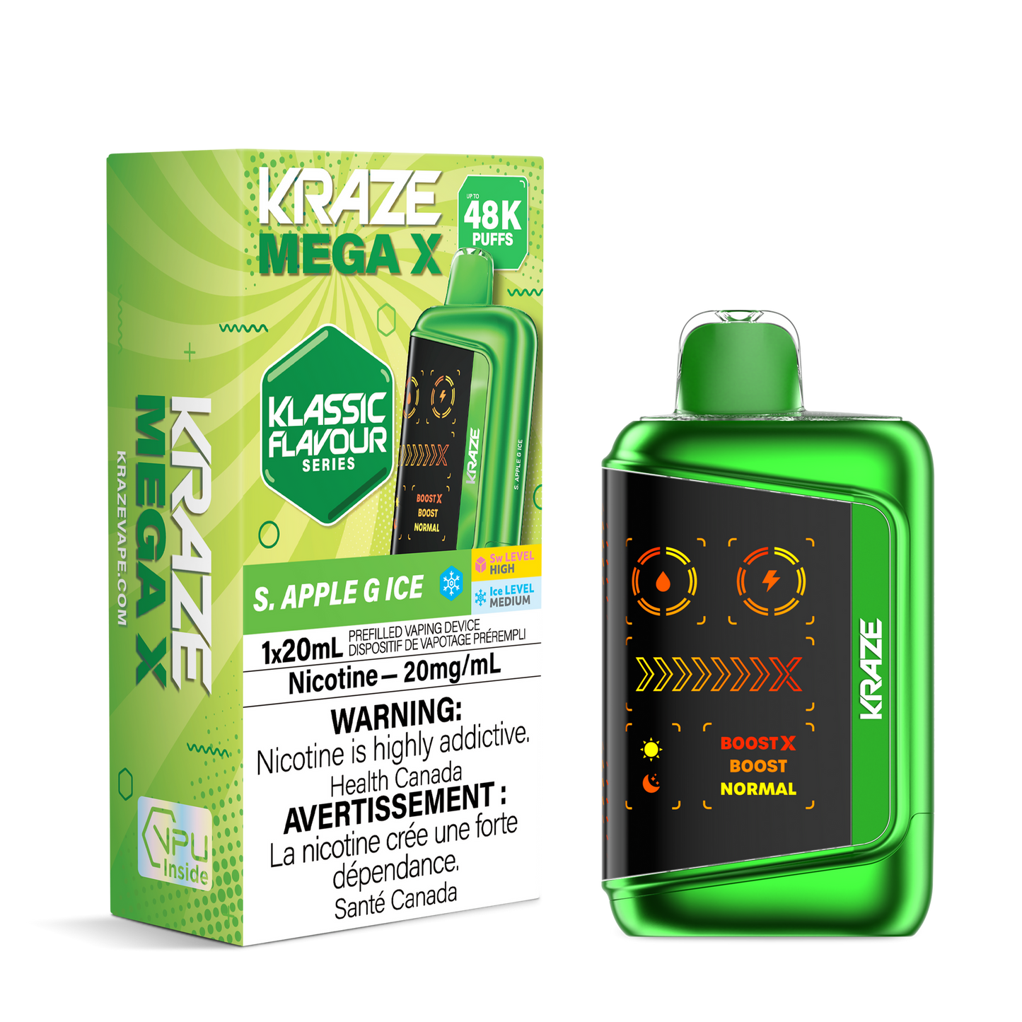 KRAZE MEGA X 48K S.APPLE G ICE 20MG
