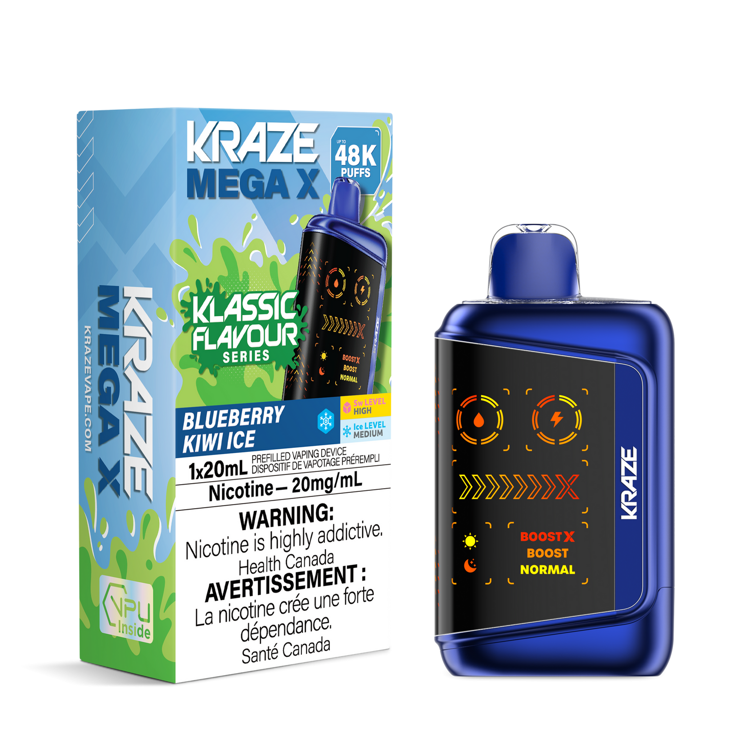 KRAZE MEGA X 48K BLUEBERRY KIWI ICE 20MG