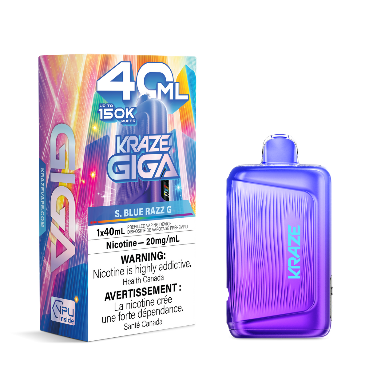 KRAZE GIGA 150K S BLUE RAZZ G ICE 20MG