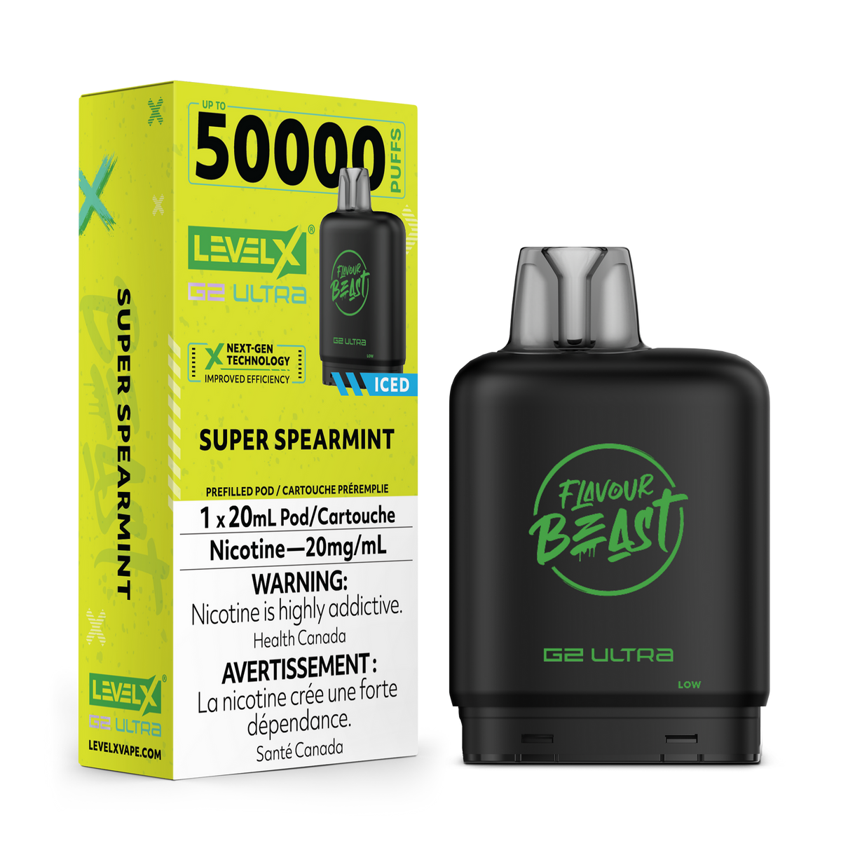 LEVEL X G2 ULTRA 50K SUPER SPEARMINT 20MG
