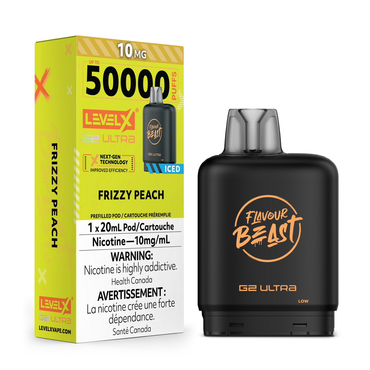 LEVEL X G2 ULTRA 50K FRIZZY PEACH ICED 10MG