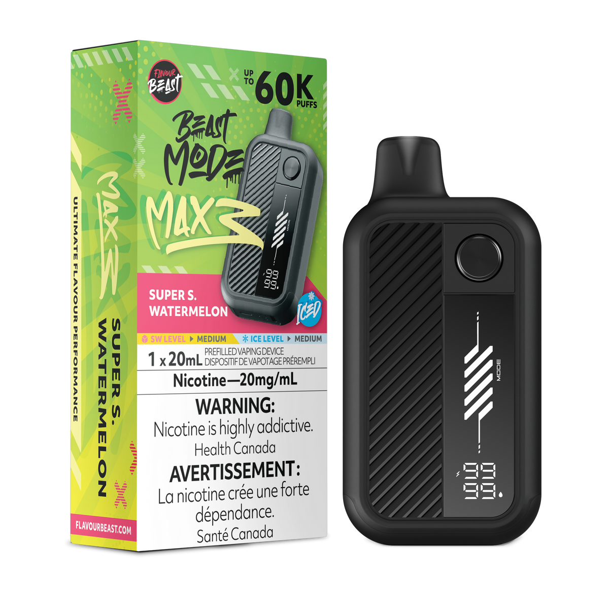 BEAST MODE MAX 3 60K SUPER S. WATERMELON ICE 20MG