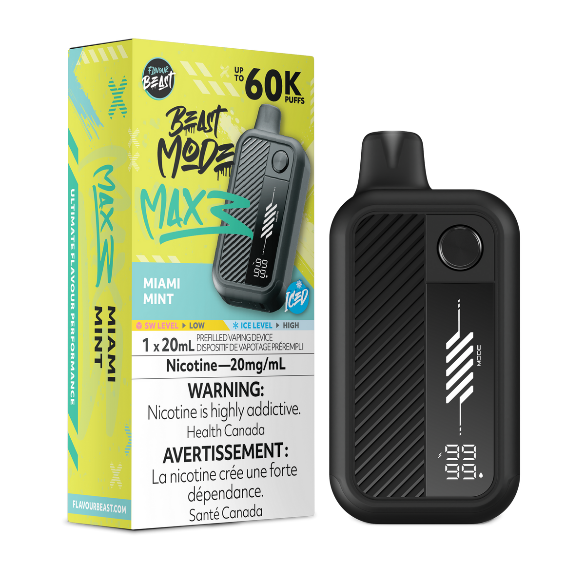 BEAST MODE MAX 3 60K MIAMI MINT ICE 20MG