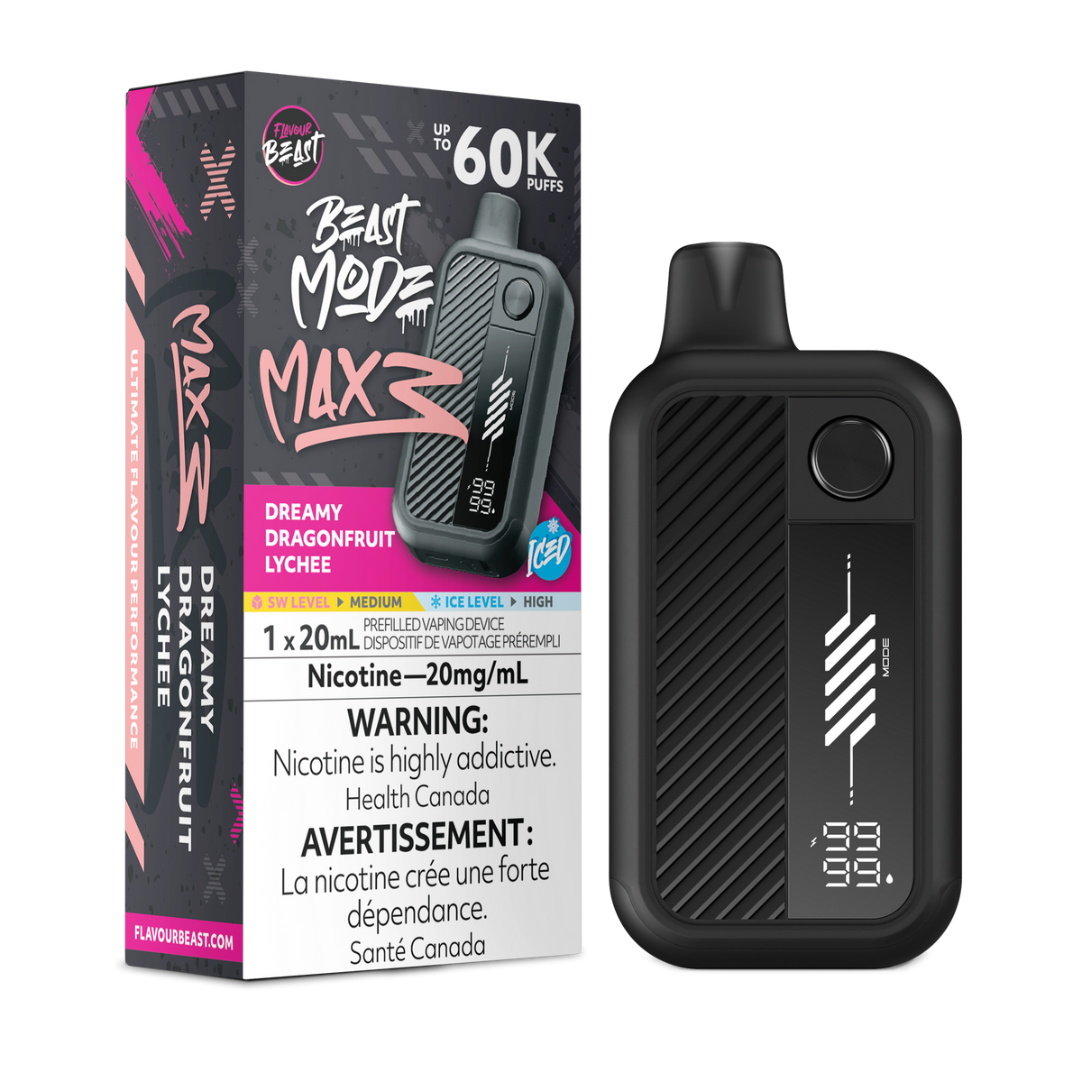 BEAST MODE MAX 3 60K DREAMY DRAGONFRUIT LYCHEE ICE 20MG