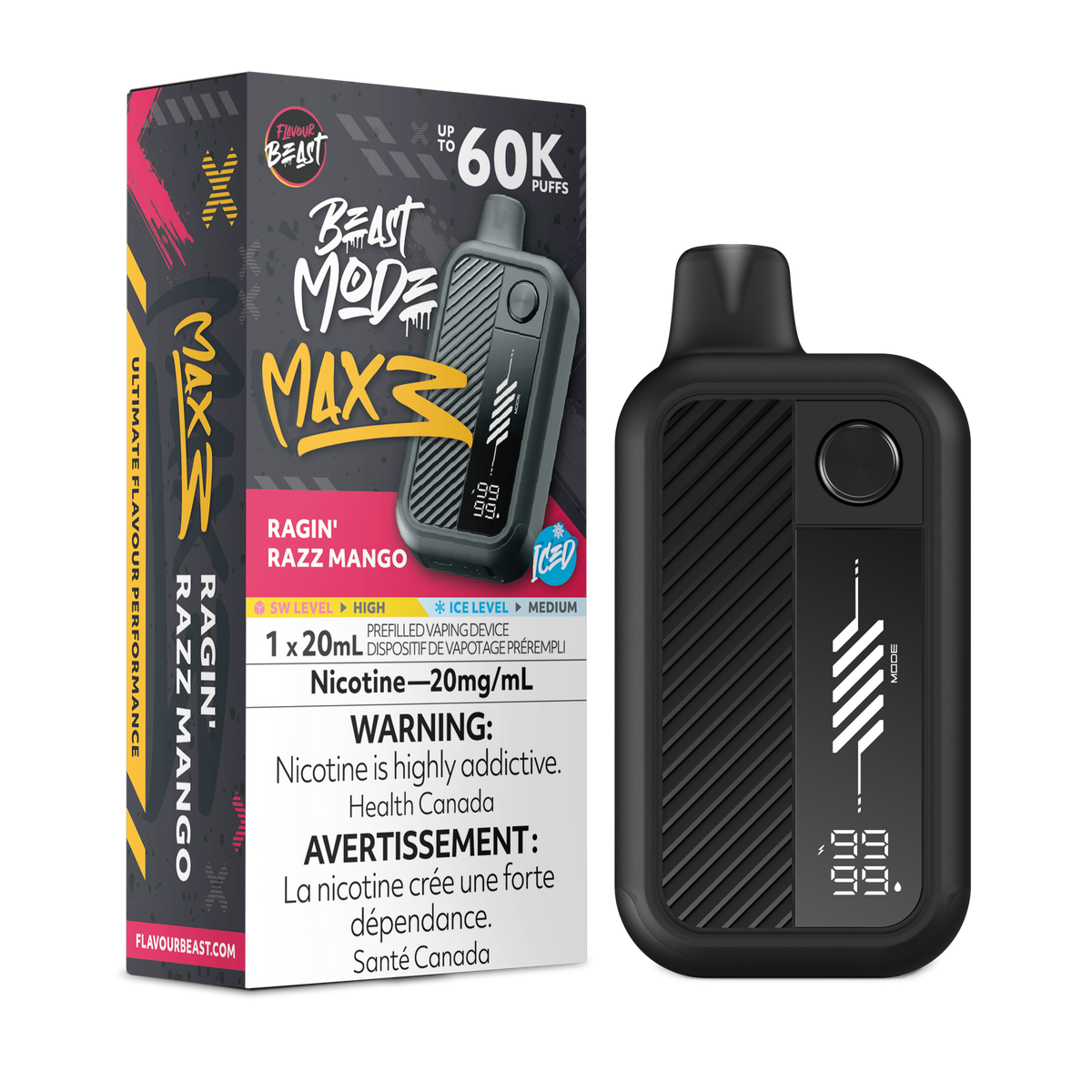 BEAST MODE MAX 3 60K RAGIN' RAZZ MANGO ICE 20MG