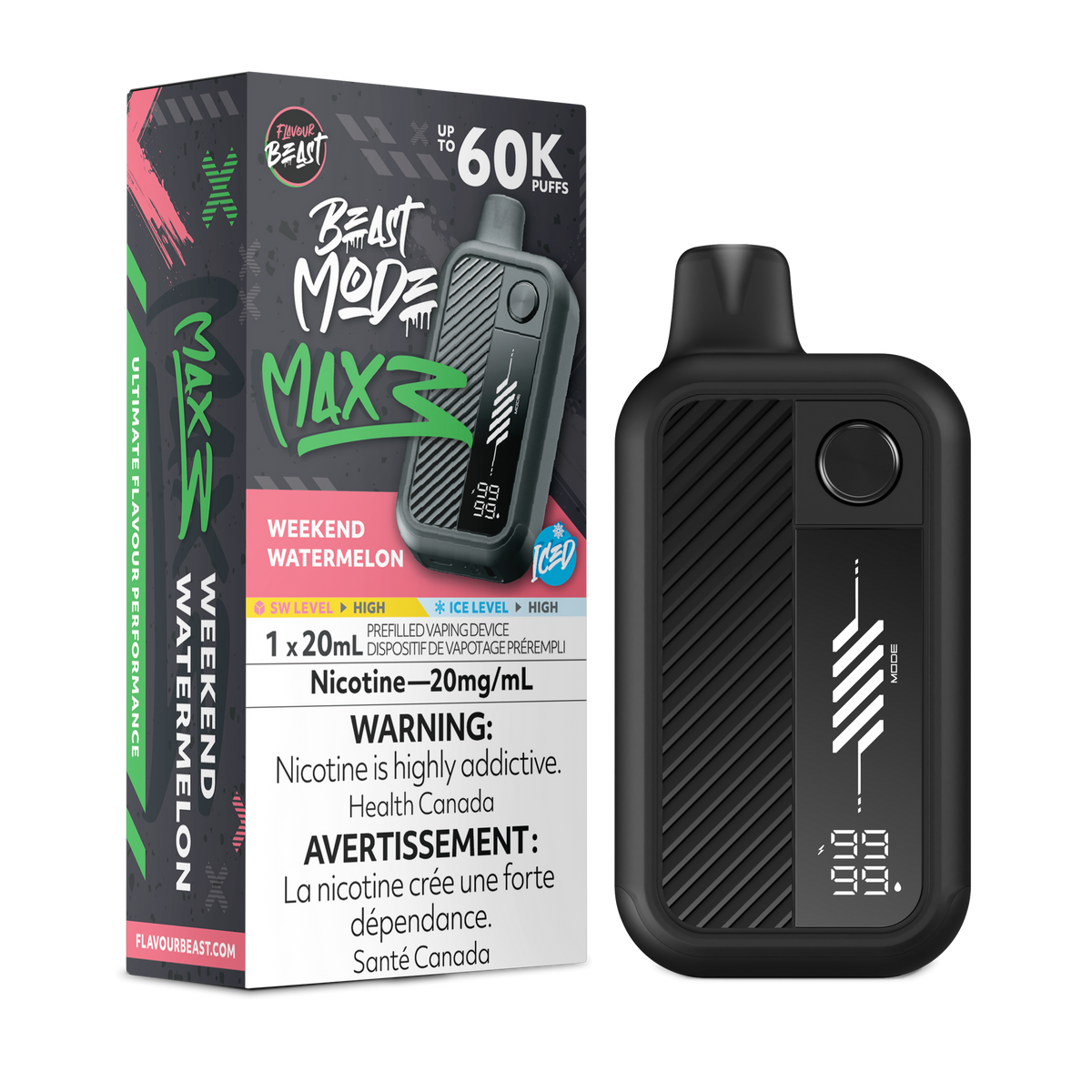 BEAST MODE MAX 3 60K WEEKEND WATERMELON ICE 20MG