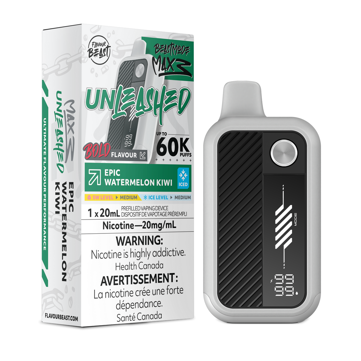 BEAST MODE MAX 3 UNLEASHED 60K EPIC WATERMELON KIWI ICE 20MG