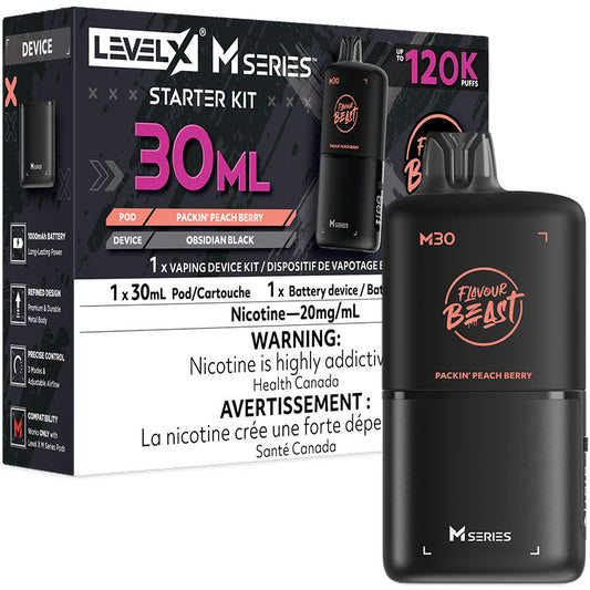 LEVEL X M SERIES STARTER KIT 120K PACKIN' PEACH BERRY 20MG