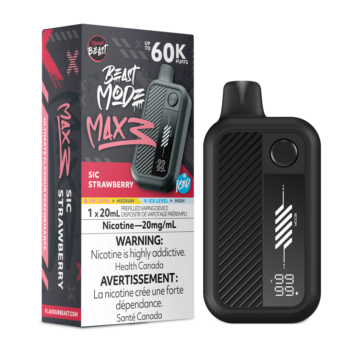 BEAST MODE MAX 3 60K SIC STRAWBERRY ICE 20MG