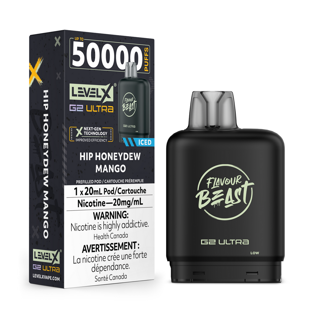 LEVEL X G2 ULTRA 50K HIP HONEYDEW MANGO ICED 20MG