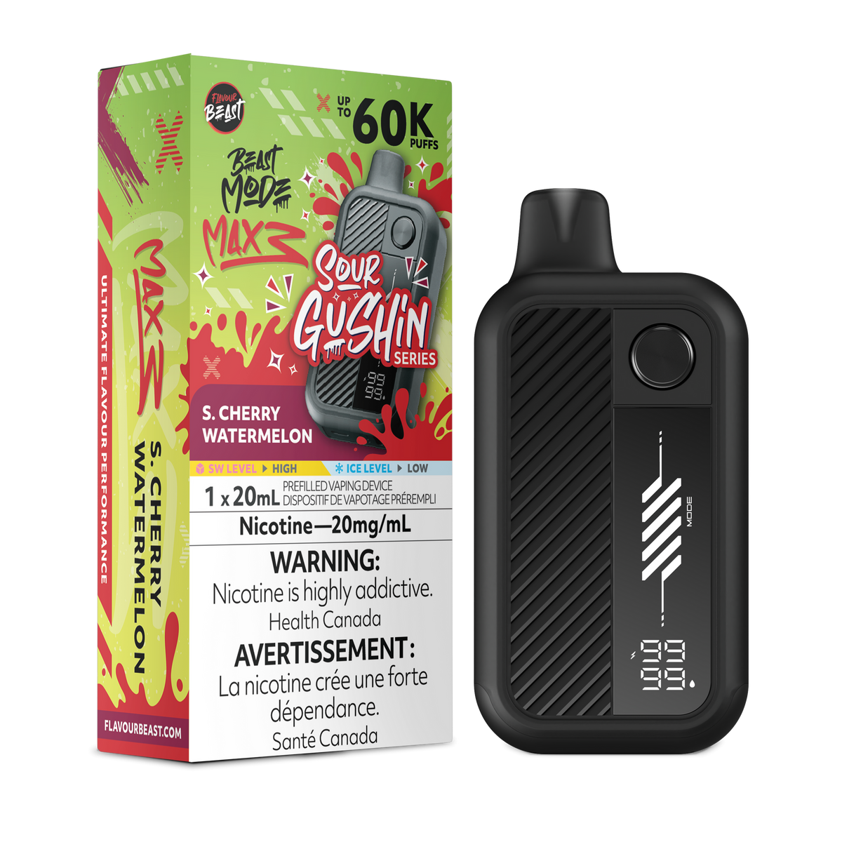 BEAST MODE MAX 3 60K GUSHIN’ S. CHERRY WATERMELON 20MG