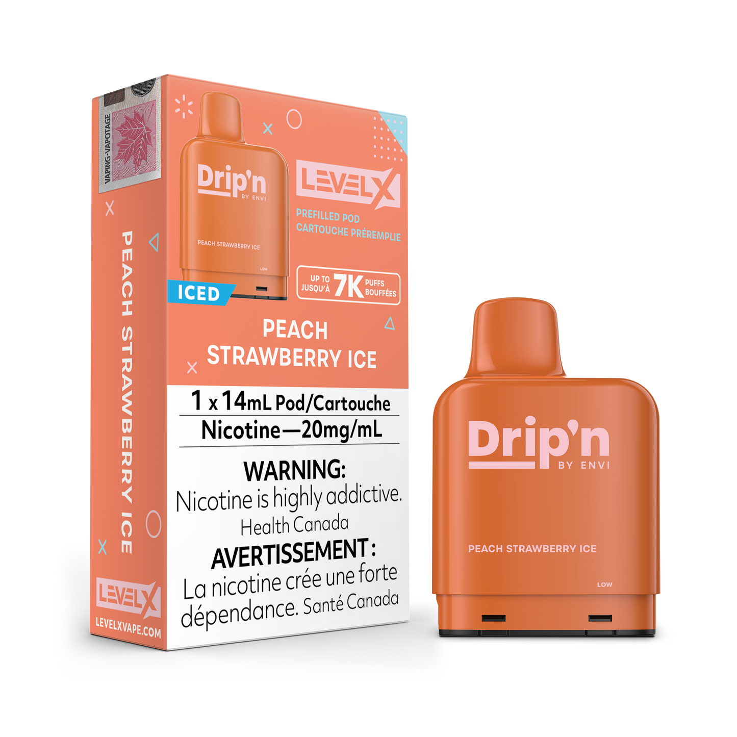 LEVEL X DRIP’N 7K PEACH STRAWBERRY ICE 20MG